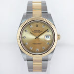 2022 MINT Rolex DateJust 126333 Two Tone Gold Champagne Diamond 41mm Watch Box