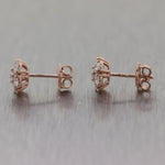 Modern 14k Rose Gold 1.50ctw Diamond Flower Cluster Earrings