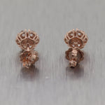 Modern 14k Rose Gold 1.50ctw Diamond Flower Cluster Earrings