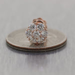 Modern 14k Rose Gold 1.50ctw Diamond Flower Cluster Earrings