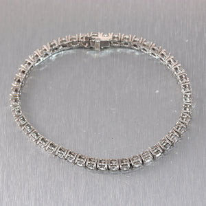 Modern 14k White Gold 8.03ctw Diamond Tennis Bracelet