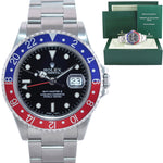 MINT 2005 Rolex GMT-Master II Pepsi Steel Blue Red 40mm NO Holes 16710 Watch Box