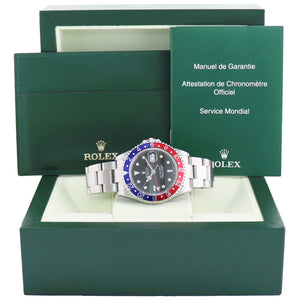 MINT 2005 Rolex GMT-Master II Pepsi Steel Blue Red 40mm NO Holes 16710 Watch Box