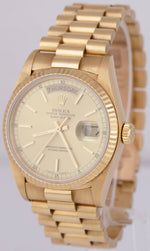 UNPOL. Rolex Day-Date President 36mm Champagne Yellow Gold Fluted Watch 18038