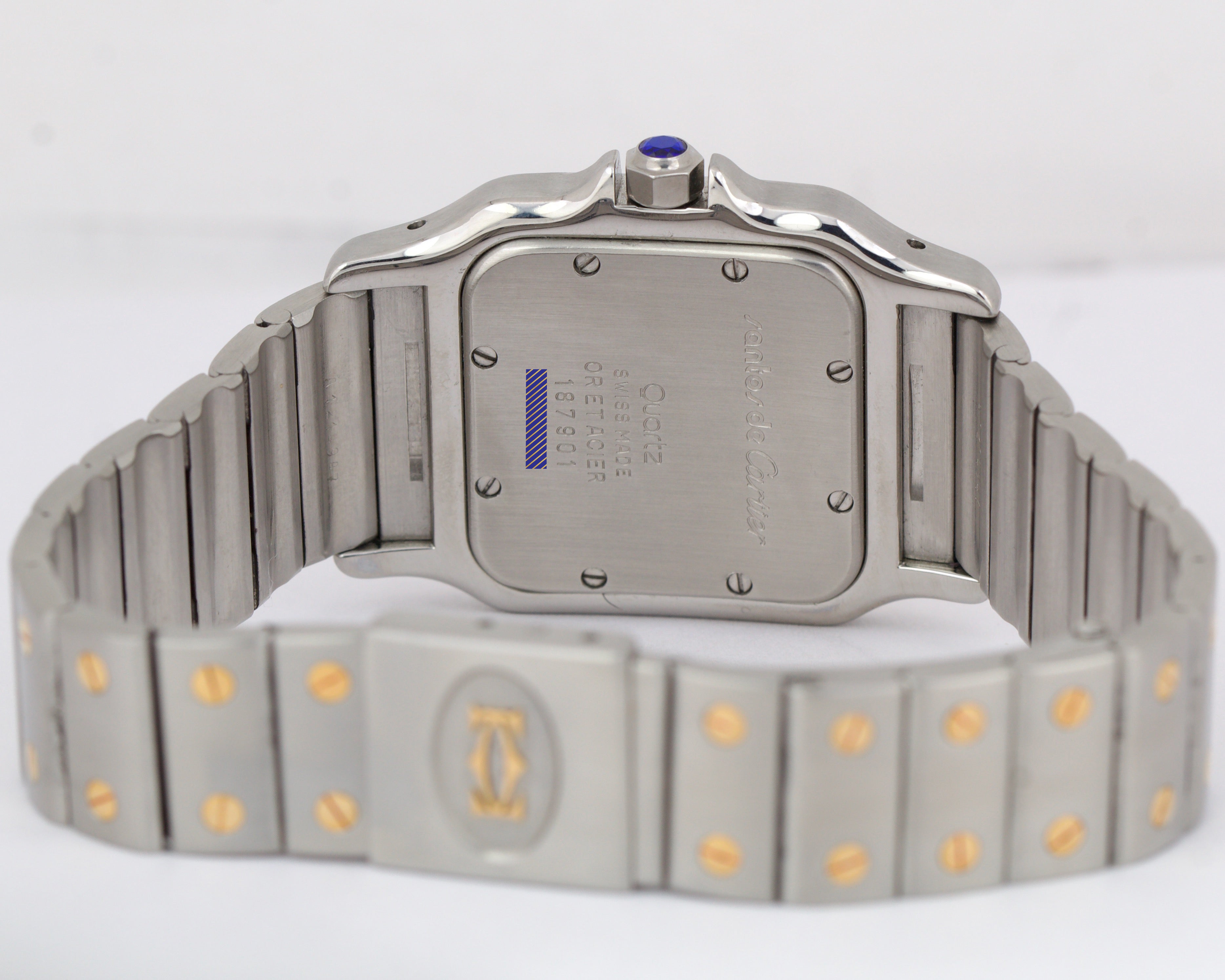 PAPERS Ladies Cartier Santos Galbee 29mm Roman 18K Gold Steel Quartz 187901 BOX