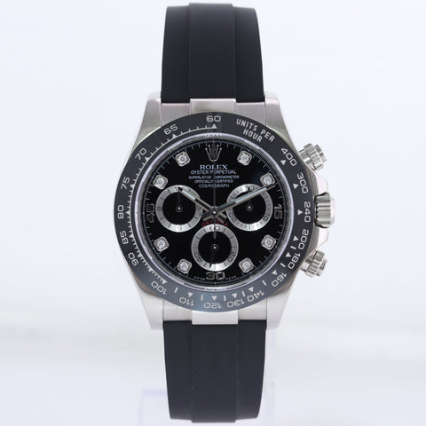 2022 MINT Rolex Daytona Oysterflex 116519LN White Gold Ceramic Diamond Watch Box