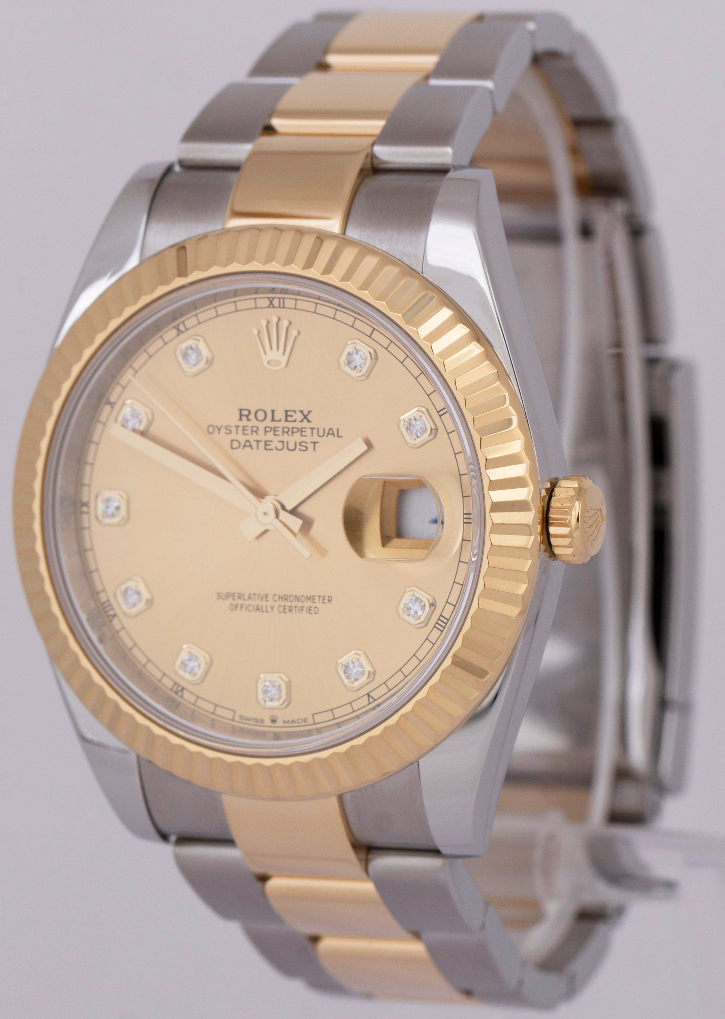 MINT PAPERS Rolex DateJust 41 Champagne Two-Tone Gold Oyster Watch 126333 BOX