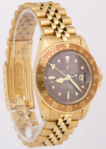 VINTAGE 1979 Rolex GMT-Master Brown ROOT BEER 18K Yellow Gold JUBILEE Watch 1675