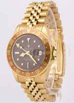 VINTAGE 1979 Rolex GMT-Master Brown ROOT BEER 18K Yellow Gold JUBILEE Watch 1675