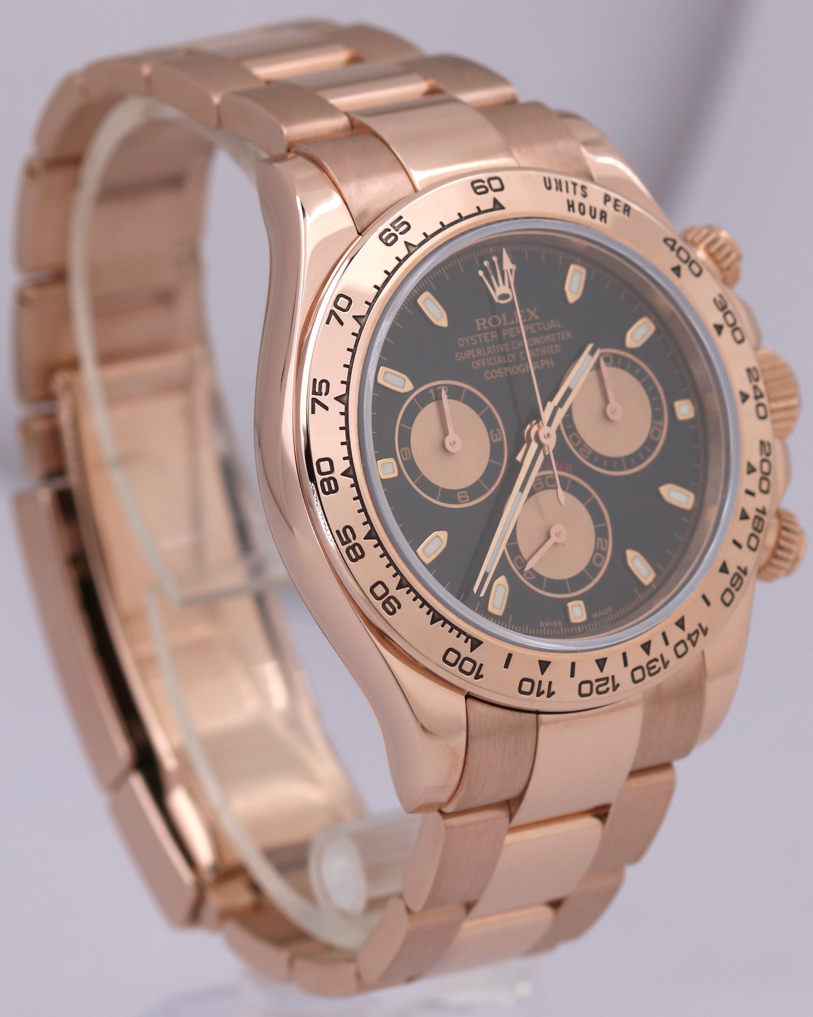 PAPERS Rolex Daytona Cosmograph 40mm BLACK 18K Rose Gold Watch 116505 BOX