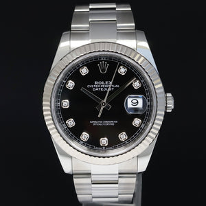 2023 Rolex DateJust 41 126334 Black Diamond White Gold 41mm Fluted Watch Box