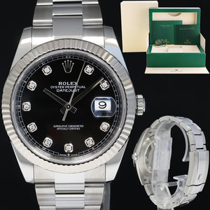 2023 Rolex DateJust 41 126334 Black Diamond White Gold 41mm Fluted Watch Box