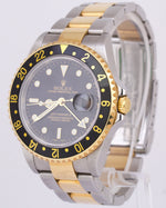 UNPOLISHED Rolex GMT-Master II NO-HOLES Black PAPERS 18K Gold 40mm 16713 BOX
