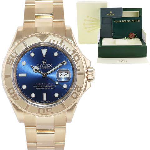 2000 MINT Rolex Yacht-Master Yellow Gold 16628 40mm Blue Watch Box