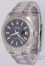 NEW PAPERS Rolex DateJust Black 41mm 18K Fluted Steel Oyster Watch 126334 BOX
