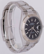 NEW PAPERS Rolex DateJust Black 41mm 18K Fluted Steel Oyster Watch 126334 BOX