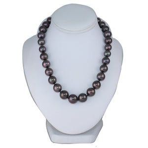 Modern 18k Yellow Gold Black Tahitian Pearl 16" Necklace