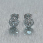 Modern 14k White Gold 0.65ctw Diamond Halo Stud Earrings