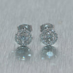 Modern 14k White Gold 0.65ctw Diamond Halo Stud Earrings