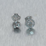 Modern 14k White Gold 0.65ctw Diamond Halo Stud Earrings