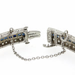 1930s Antique Art Deco Solid Platinum 5.76ctw Diamond Sapphire Tennis Bracelet