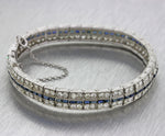 1930s Antique Art Deco Solid Platinum 5.76ctw Diamond Sapphire Tennis Bracelet