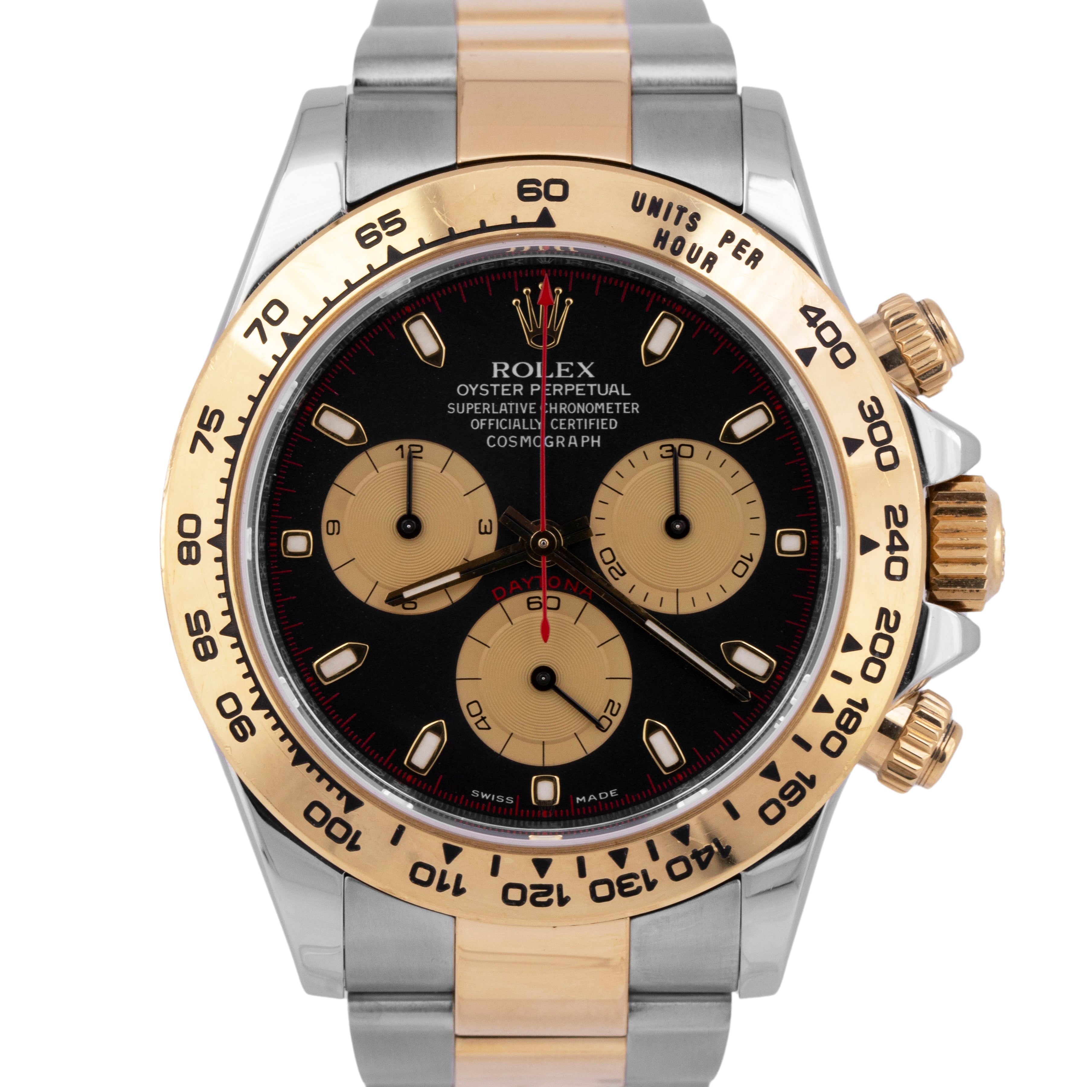 MINT Rolex Daytona Cosmograph 40mm Newman Black Gold Two-Tone Watch 116503