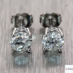 GIA 1.72ct Round Brilliant G SI1 Diamond 14k White Gold Stud Earrings