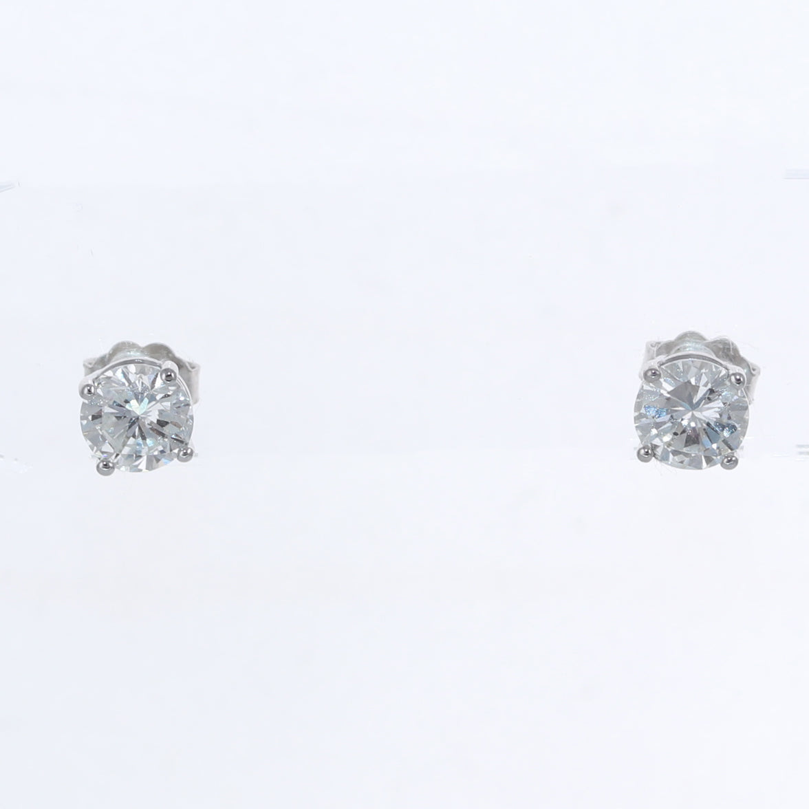 GIA 1.72ct Round Brilliant G SI1 Diamond 14k White Gold Stud Earrings