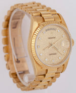 UNPOL. Rolex Day-Date President PAPERS 36mm DIAMOND Computer 18K Gold 18238 B+P