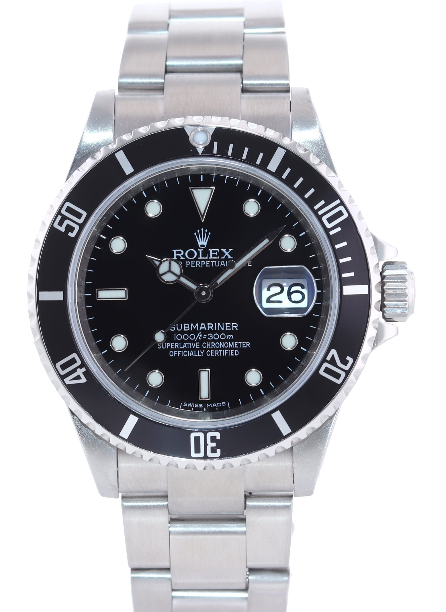 MINT 2009 ENGRAVED REHAUT Rolex Submariner Date 16610 Stainless Steel Black Watch