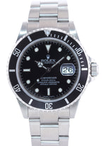 MINT 2009 ENGRAVED REHAUT Rolex Submariner Date 16610 Stainless Steel Black Watch