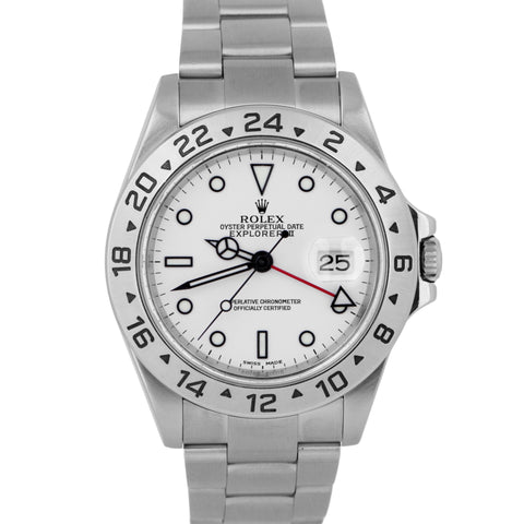 MINT Rolex Explorer II White 40mm Stainless Steel NO-HOLES Oyster Watch 16570