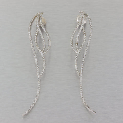 14k White Gold 1.25ctw Diamond Long Hanging Bridal Earrings