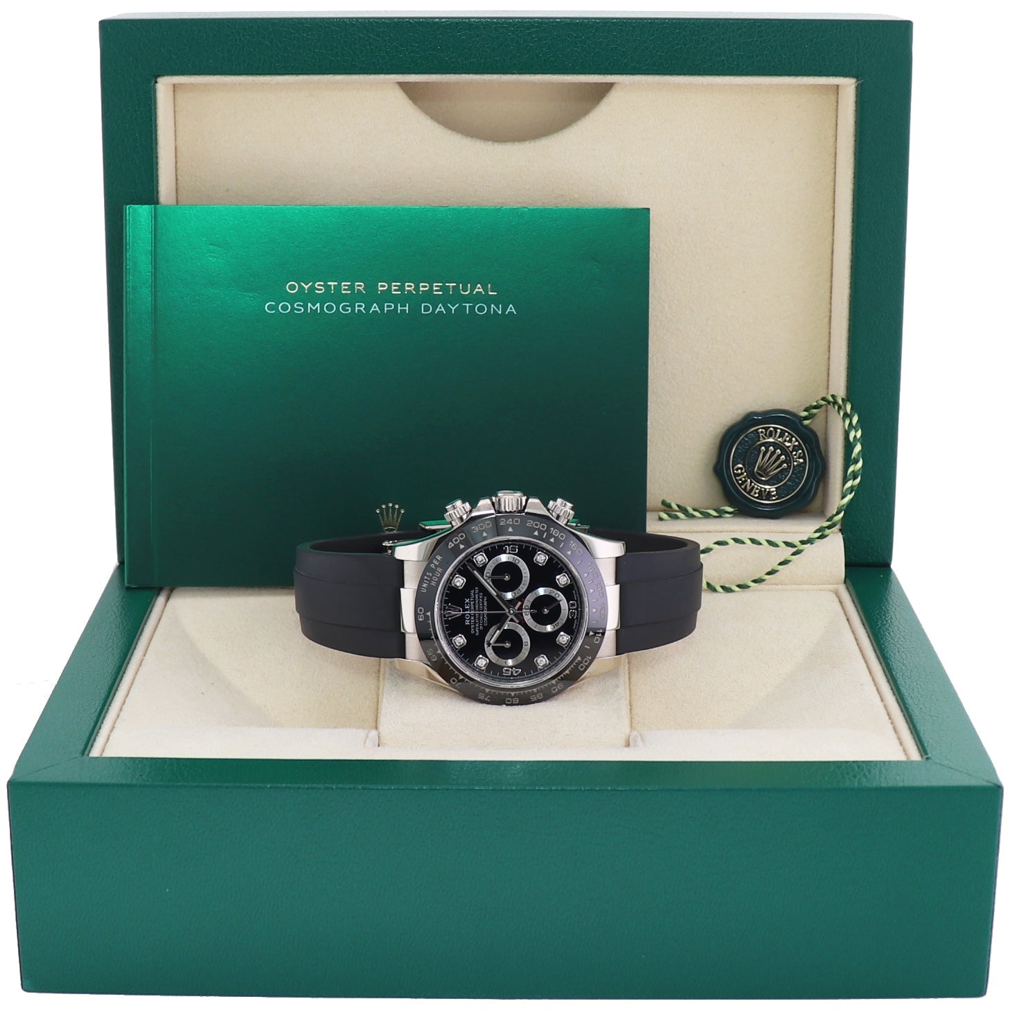 2022 MINT Rolex Daytona Oysterflex 116519LN White Gold Ceramic Diamond Watch Box