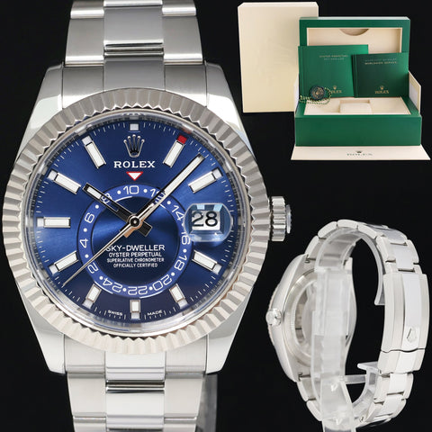 2022 MINT Rolex Blue Sky-Dweller White Gold Oyster 42mm 326934 Watch Box