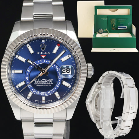 2021 NEW PAPERS Rolex Sky-Dweller Stainless White Gold Blue 326934 42mm Watch