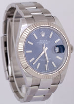 MINT PAPERS Rolex DateJust 41 BLUE Stainless Steel 18K Fluted Oyster 126334 BOX