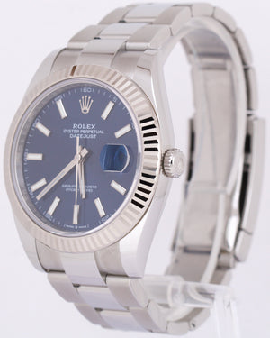 MINT PAPERS Rolex DateJust 41 BLUE Stainless Steel 18K Fluted Oyster 126334 BOX