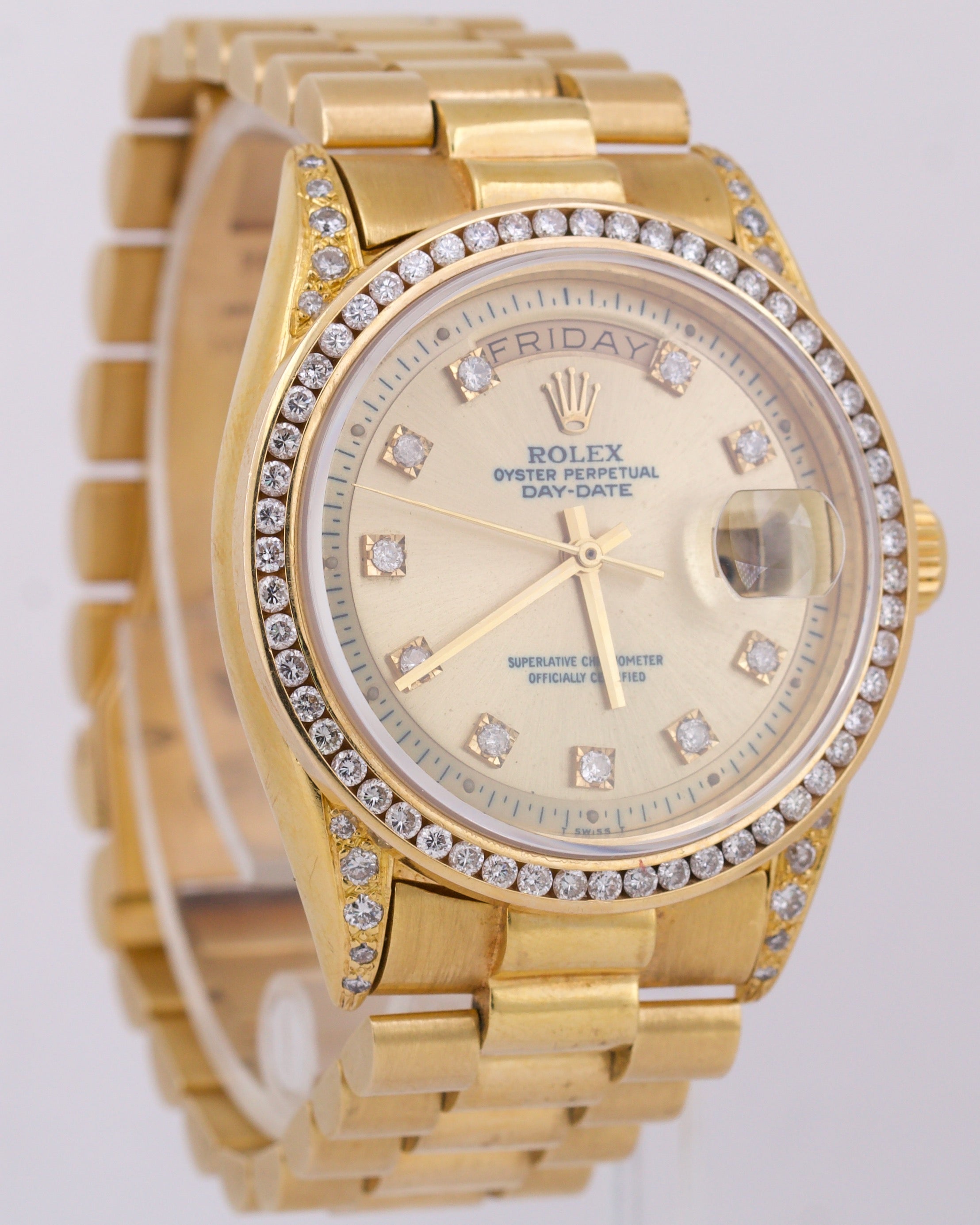 VINTAGE 1979 Rolex Day-Date President CHAMPAGNE DIAMOND 36mm 18K Gold 1803 Watch