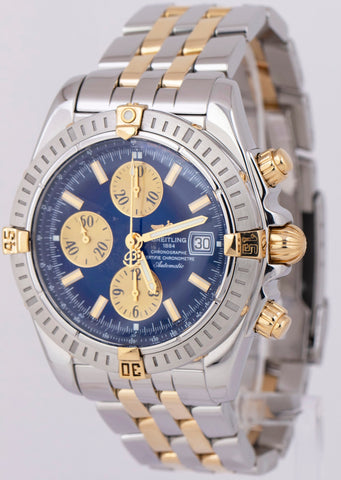 MINT Breitling Chronomat Evolution Blue Two-Tone 44mm Gold Steel Watch B13356