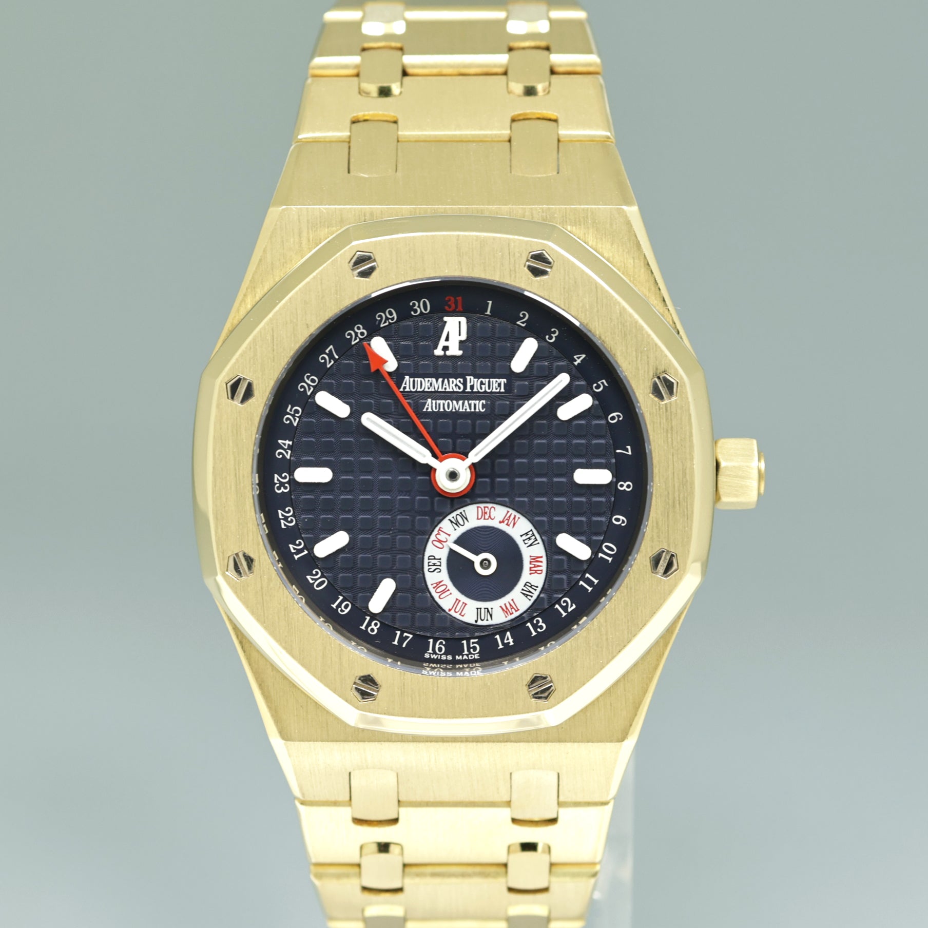 MINT Audemars Piguet Royal Oak Annual Calendar Blue 36mm Yellow Gold 25920BA Watch