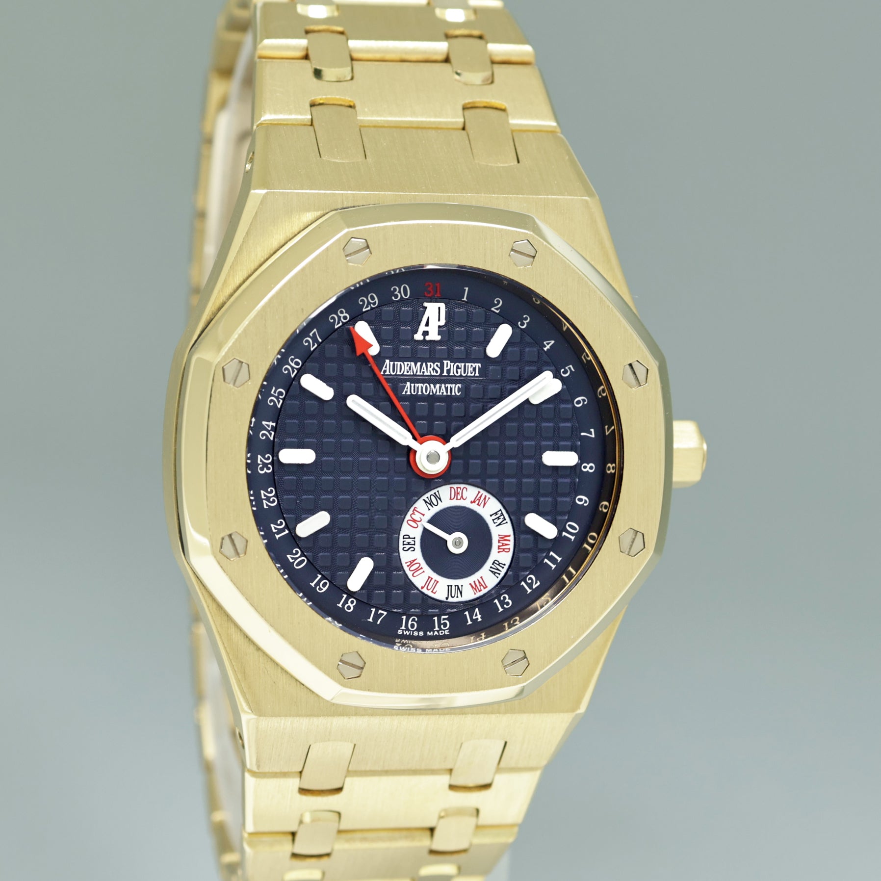 MINT Audemars Piguet Royal Oak Annual Calendar Blue 36mm Yellow Gold 25920BA Watch