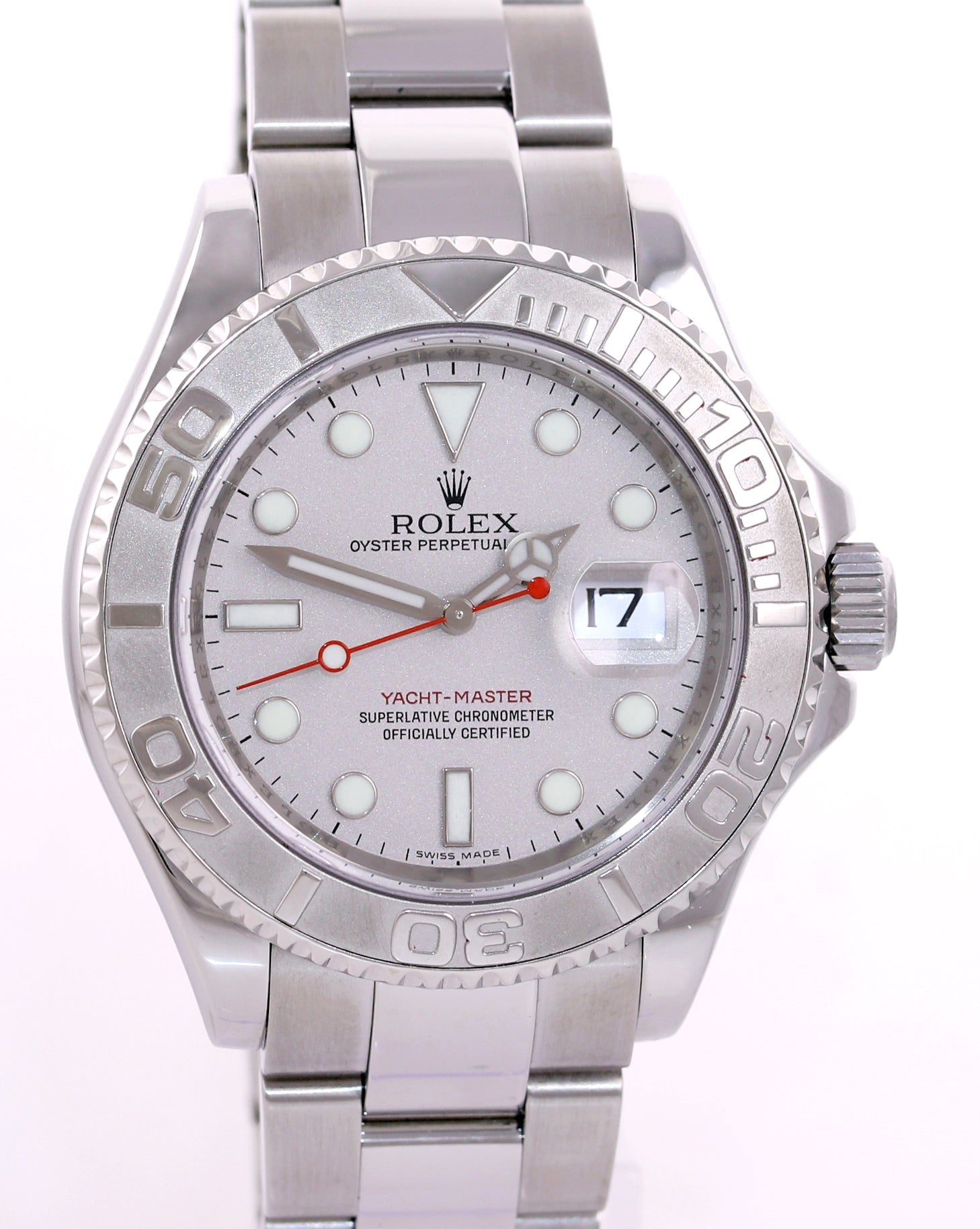 2011 ENGRAVED REHAUT Rolex Yacht-Master 16622 Steel Platinum Bezel 40mm Watch