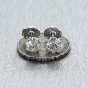 Modern 14k White Gold 1.98ctw Diamond Stud Earrings