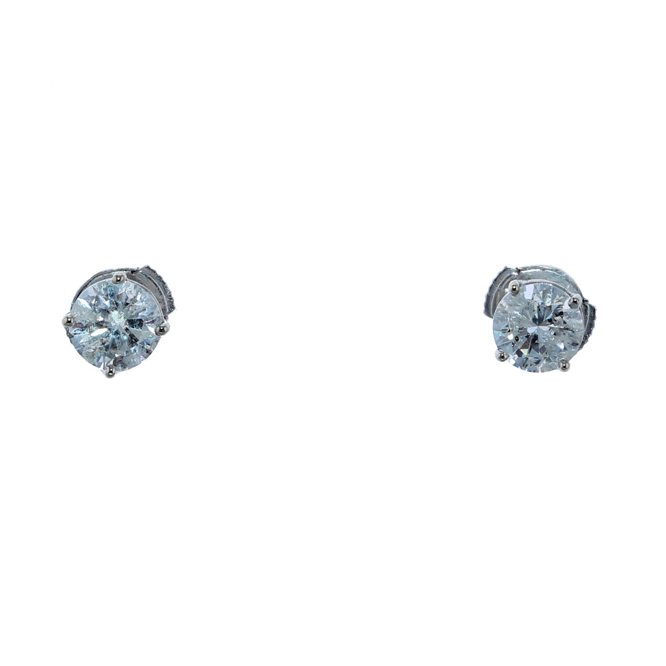 Modern 14k White Gold 1.98ctw Diamond Stud Earrings