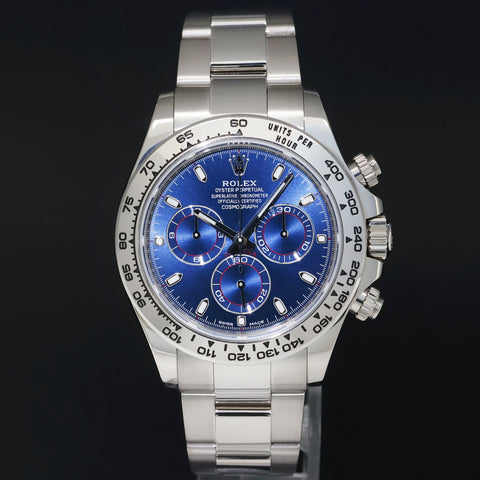 2022 MINT Rolex Daytona Blue Dial Chrono 116509 White Gold 40mm Watch Box