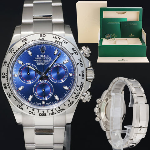 2022 MINT Rolex Daytona Blue Dial Chrono 116509 White Gold 40mm Watch Box