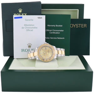 PAPERS MINT 2006 Rolex 16623 Two Tone Yellow Gold Yachtmaster Champagne Watch