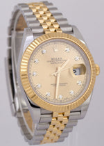 Rolex DateJust 41 CHAMPAGNE DIAMOND 18K Gold Steel 41mm JUBILEE Fluted 126333